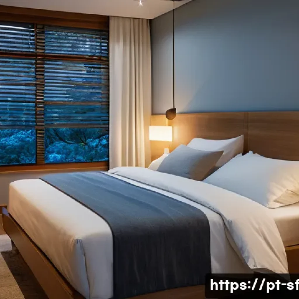 액티브 에이징을 위한 수면의 중요성 - A serene bedroom scene designed for an elderly Brazilian man, showing a comfortable bed with soft wh...